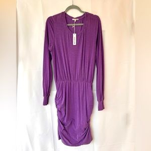 SUNDRY Purple long sleeve jersey dress